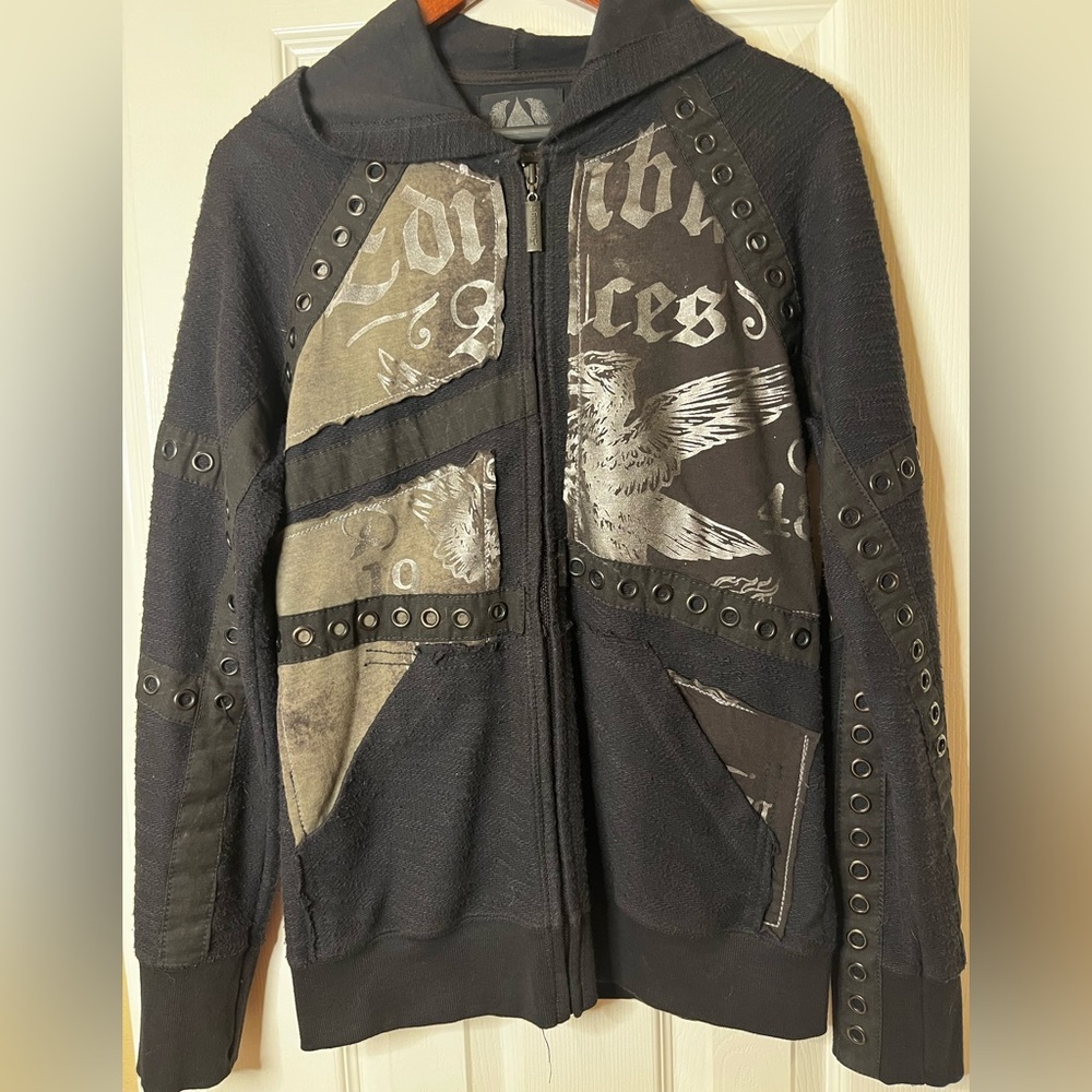 SALVAGE hoodie small size, used like new, black, silver and gray